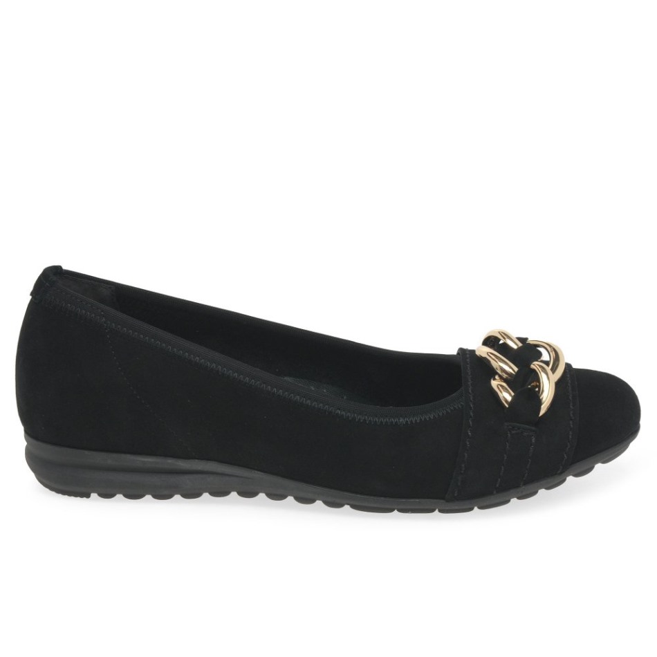 Gabor Daim Noir | Ballerines Sigrid Exclusives Pour Femmes